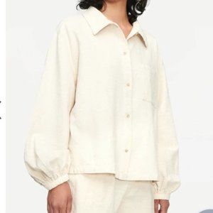LACAUSA Sonny Linen Top M Off White Natural Button Up Blouse Boho Minimalist